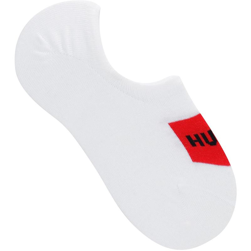 フューゴ レディース アンダーウェア 靴下 ロゴ HUGO 2 Pack Invisible Logo Detail Socks White 100 ホワイト