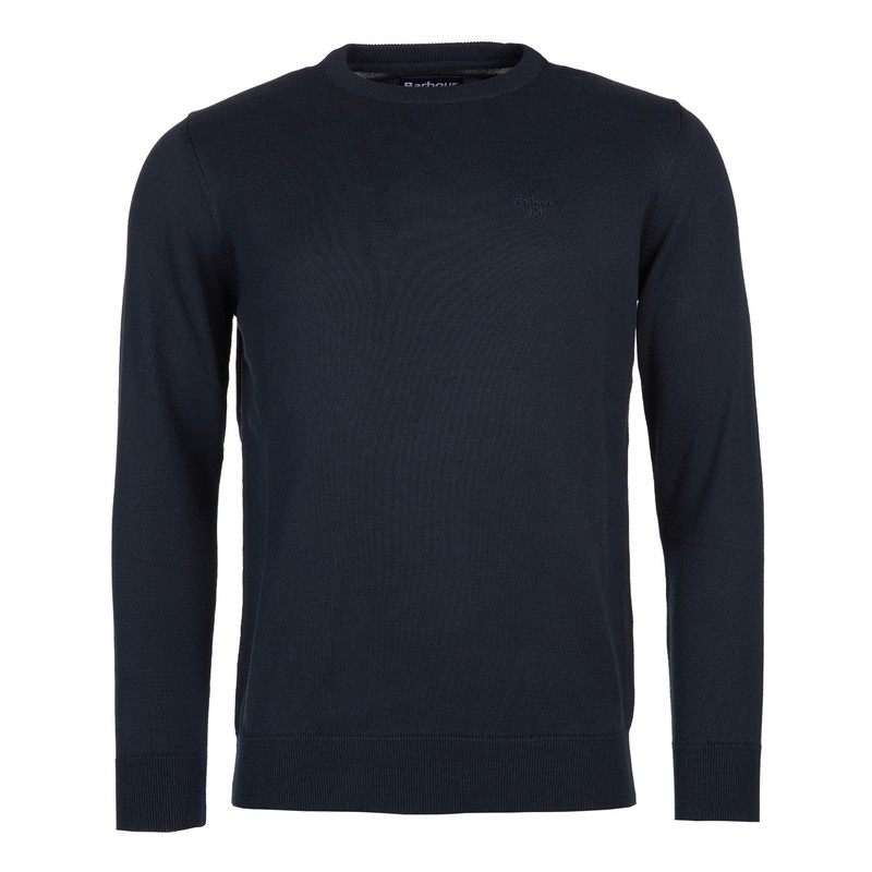 バブアー メンズ アウター ニット・セーター スウェット シャツ コットン Barbour Pima Cotton Crew Sweatshirt Navy NY91 ネイビー|ReVida 店
