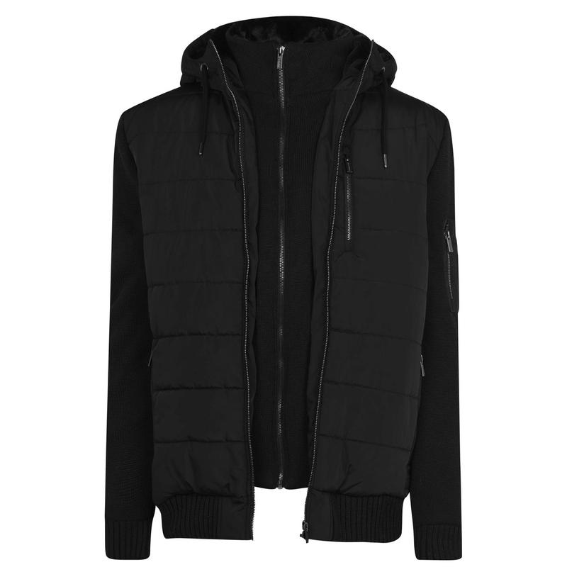 ファイヤートラップ メンズ アウター 上衣・上衣 編み物 上衣 Firetrap Sartorial Knit Jacket Mens Black 黒いこと