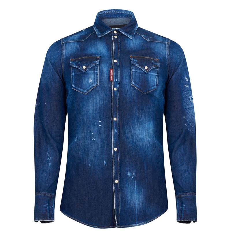 ディースクエアード メンズ シャツ トップス Denim shirt Blue - 通販