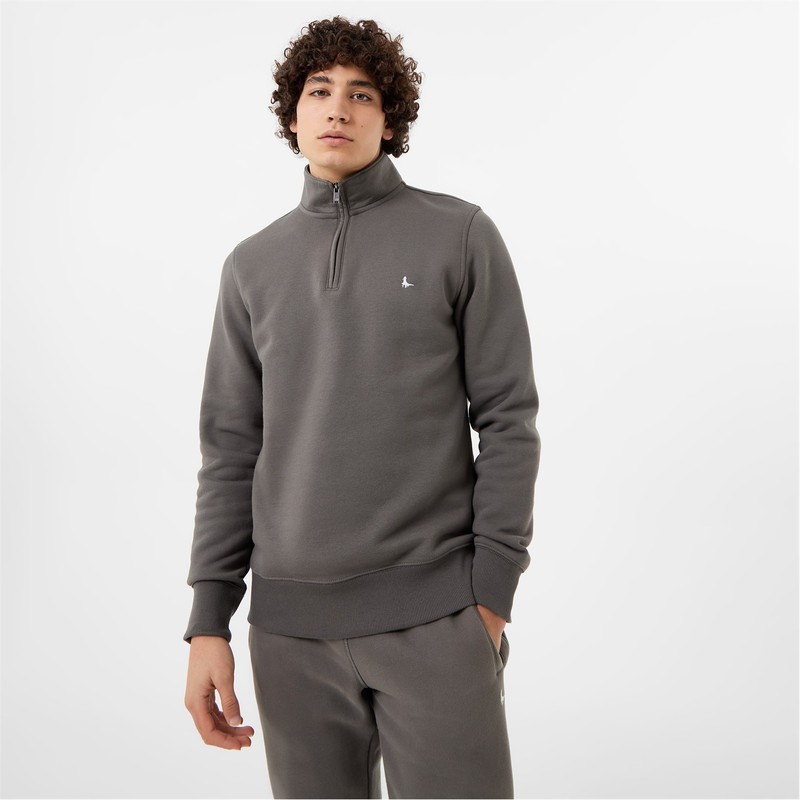 手玉 濾過性病原体 メンズ アウター 編み物・スウェーター ハーフジップ 流汗 ティーシャツ Jack Wills Barchester Quarter Zip Sweatshirt Slate スレート メンズファッション-ニット・セーター