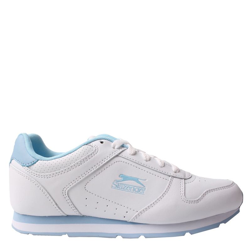 スラセンジャー レディース シューズ スニーカー Slazenger Classic Ladies Trainers White/Pow Blue 白いこと レディース靴-靴