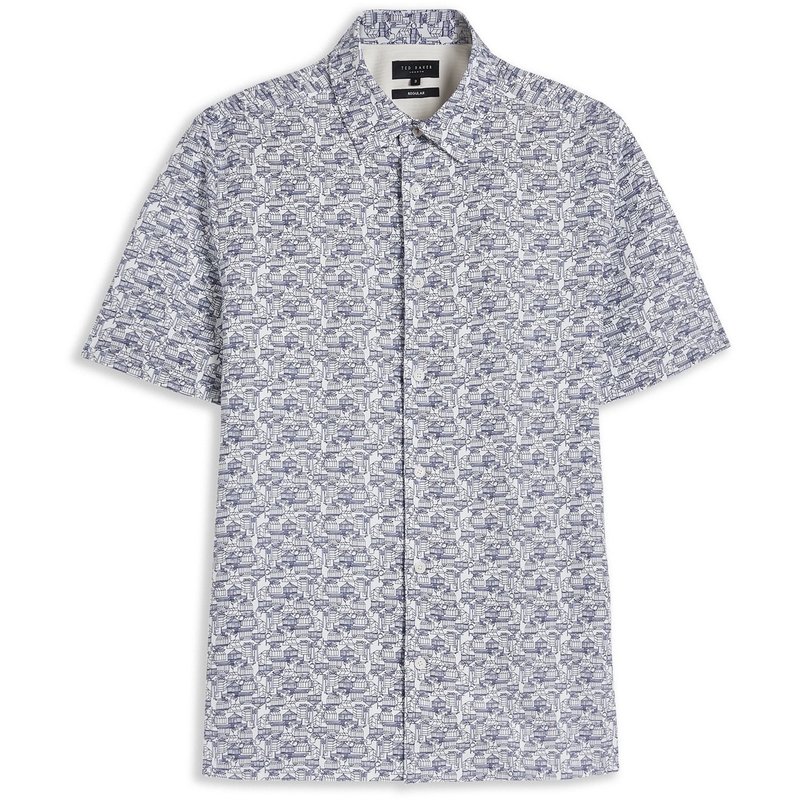 テッドベーカー メンズ トップス シャツ Ted Baker Ted Laghy SS Shirt Sn33 Lt-Blue ブルー