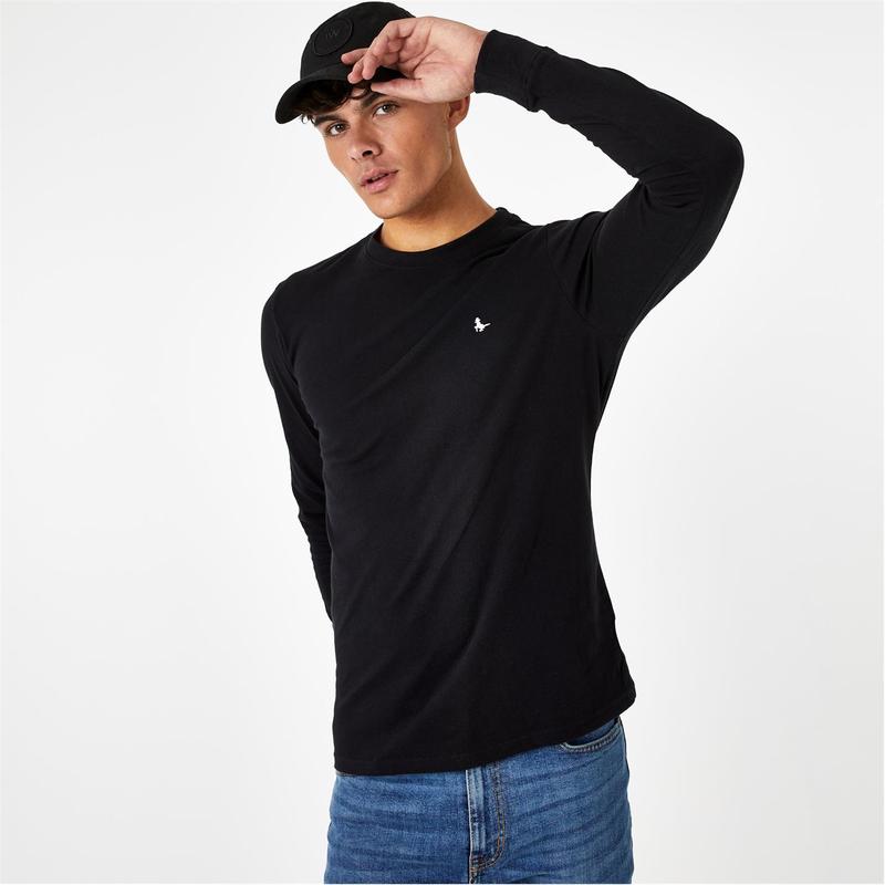 ジャック ウィルス メンズ トップス Tシャツ Jack Wills Sandleford Long Sleeve T-Shirt Black ブラック｜ReVida 店