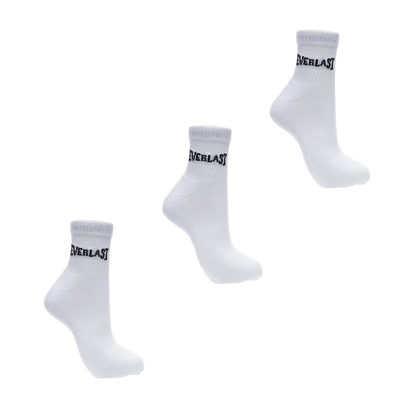 エバーラスト メンズ アンダーウェア 靴下 Everlast Quarter Sock 3 Pack Mens White ホワイト