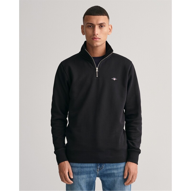 ガント メンズ アウター パーカー・スウェット ハーフジップ Gant half Zip Sweat Sn00 Black 005 ブラック