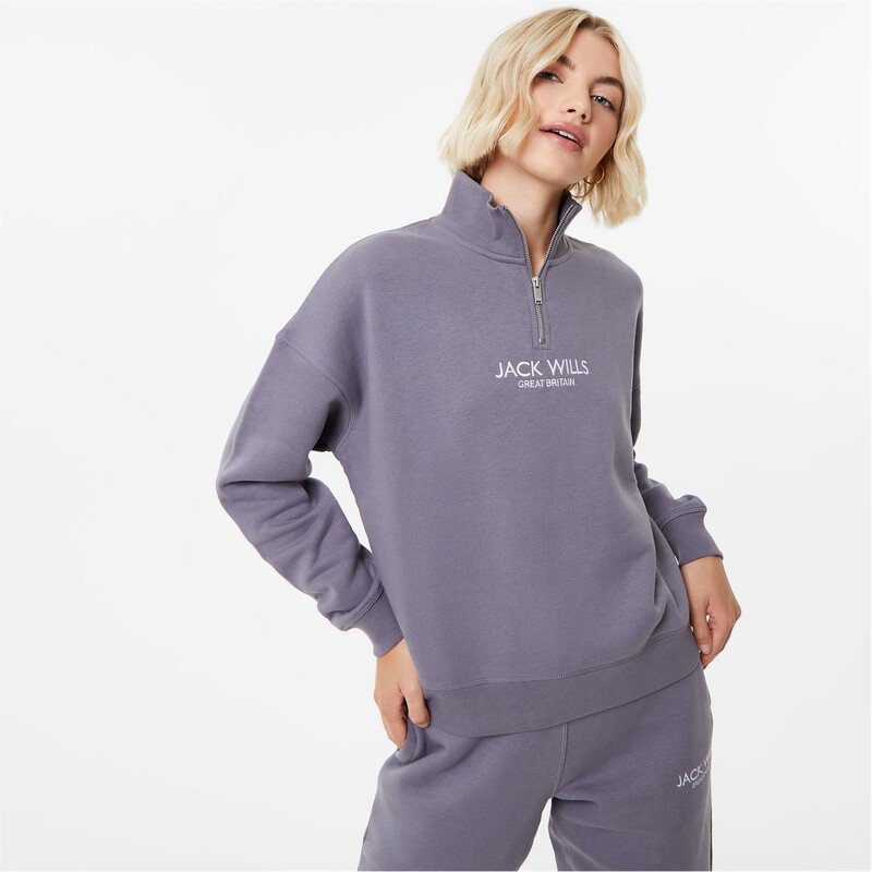 ジャック ウィルス レディース アウター パーカー・スウェット ハーフジップ スウェット シャツ Jack Wills Honeylane Half Zip Sweatshirt Dusky Blue ブルー