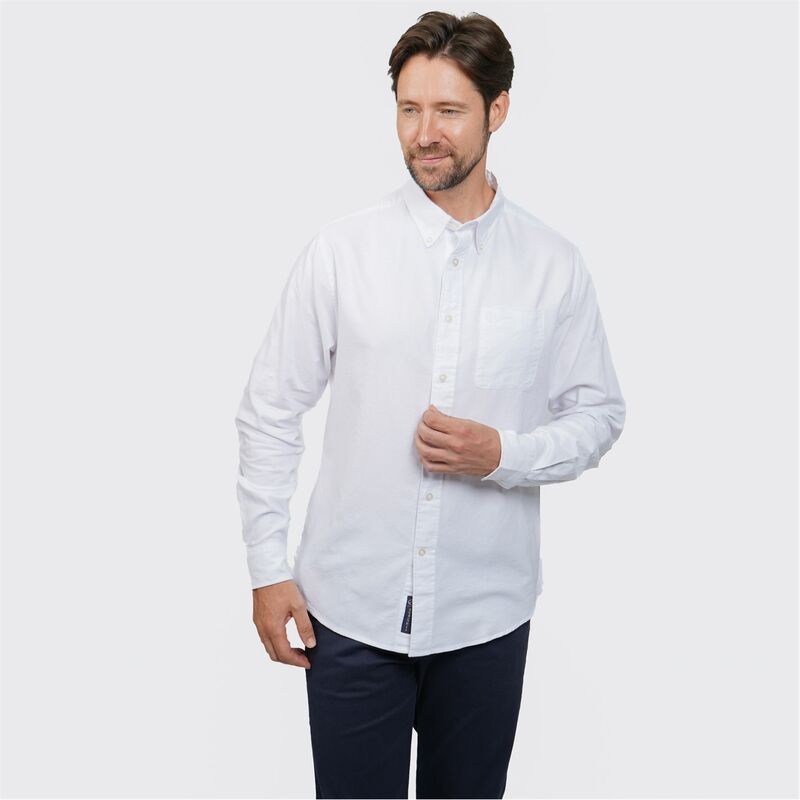 ハウィック メンズ トップス シャツ オックスフォード Howick Long Sleeve Oxford Shirt White ホワイト