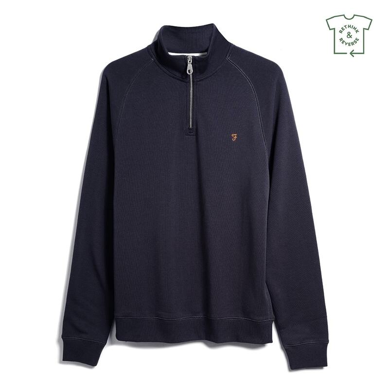 ファーラー メンズ アウター ニット・セーター Farah Jim Zip Jumper True Navy ネイビー