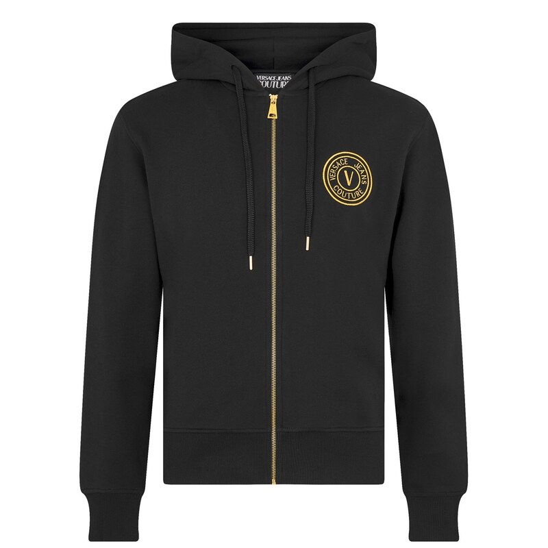 ヴェルサーチ メンズ アウター パーカー・スウェット パーカー VERSACE JEANS COUTURE Foil Stamp Zip Hoodie Black G89 ブラック｜ReVida 店