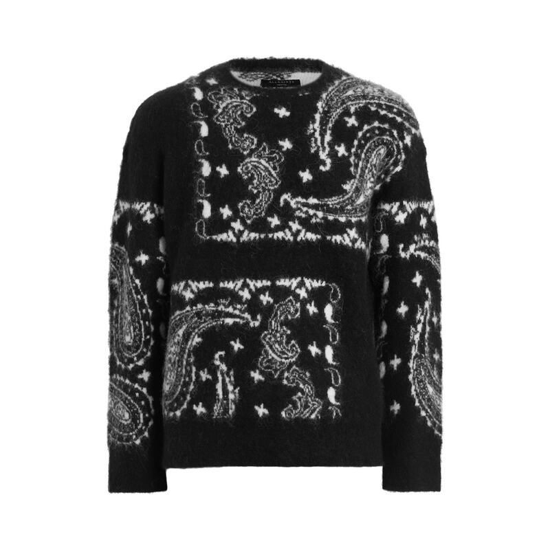 オールセインツ メンズ アウター ニット・セーター AllSaints All Bandana Jumper Sn42 Black ブラック