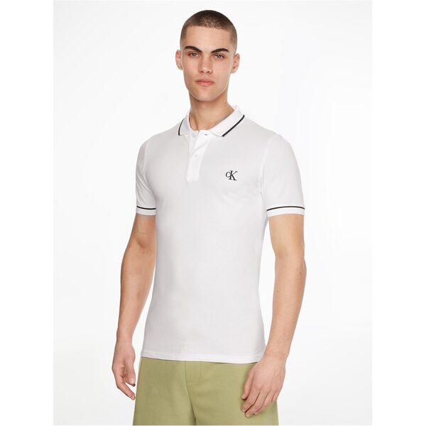 カルバンクライン メンズ トップス ポロシャツ Calvin Klein Jeans TIPPING SLIM POLO Bright White ホワイト