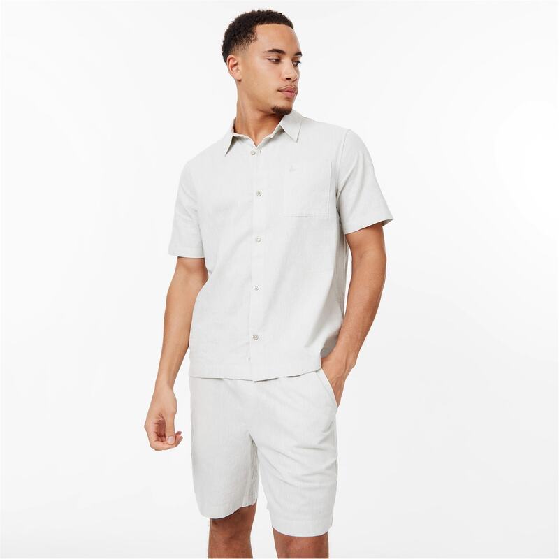 ジャック ウィルス メンズ トップス シャツ リネン Jack Wills Short Sleeve Linen Shirt Chalk チョーク