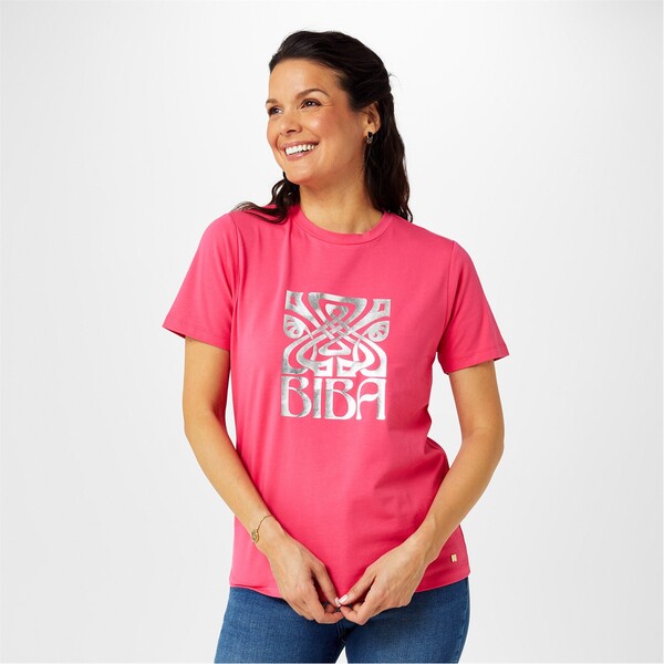 ビバ レディース トップス シャツ Tシャツ ロゴ Biba Logo T-Shirt Raspberry｜ReVida 店