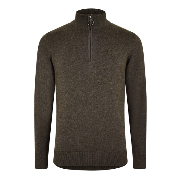 バブアー メンズ アウター ニット・セーター ハーフジップ コットン Barbour Cotton Half Zip Jumper Olive Marl OL91 マール