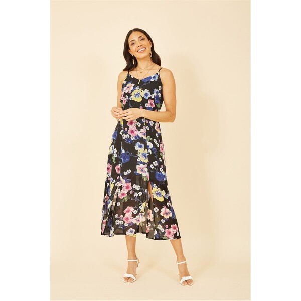 ユミキム レディース トップス ワンピース ミディワンピース フラワー柄 ミディ フラワー Yumi Black Floral Strappy Midi Dress Black ブラック