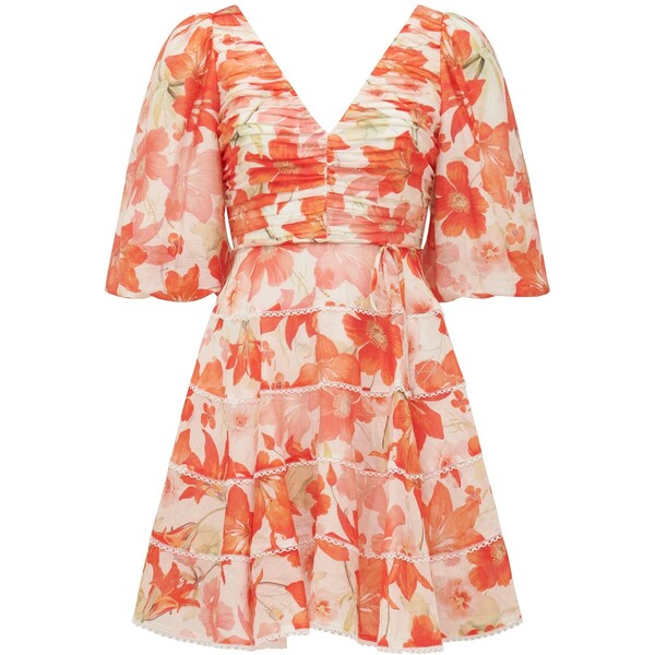 フォーエバーニュー レディース トップス ワンピース ティアード フラワー柄 フラワー Forever New Cindy Tiered Floral Skater Dress Red Calida Botanical レッド|ReVida 店