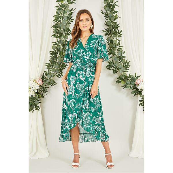 ユミキム レディース トップス ワンピース ミディワンピース フラワー柄 ミディ フラワー Yumi Green Floral Wrap Midi Dress Green グリーン|ReVida 店