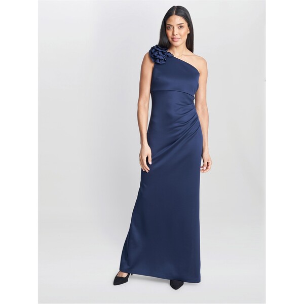ジーナバッコーニ レディース トップス ワンピース マキシワンピース マキシ Gina Bacconi Agatha 3D Flower One Shoulder Maxi Dress NAVY ネイビー 33,020円