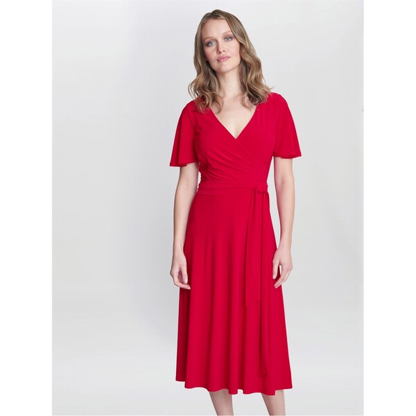 ジーナバッコーニ レディース トップス ワンピース ジャージー Gina Bacconi Donna Jersey Dress With Tie Belt RED レッド