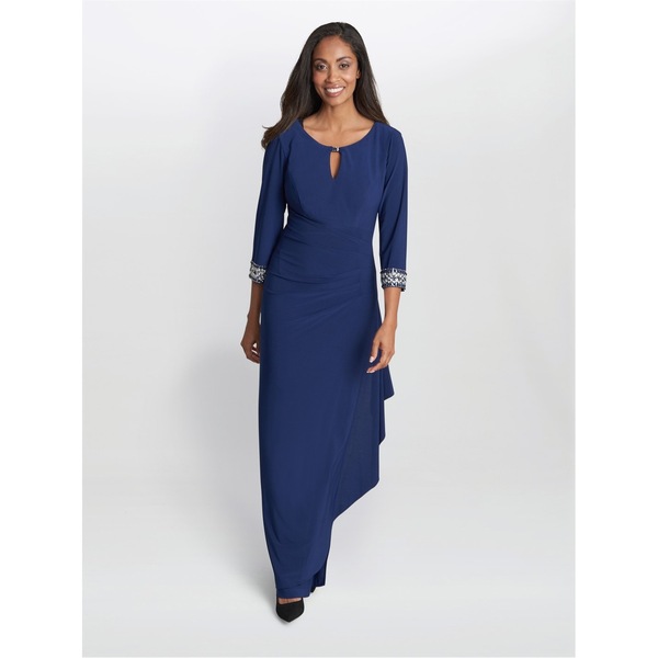 ジーナバッコーニ レディース トップス ワンピース A ライン ジャージー Gina Bacconi Akia Long Jersey A-Line Dress COSMIC BLUE ブルー