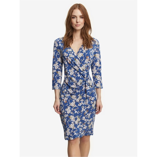 ジーナバッコーニ レディース トップス ワンピース プリント ジャージー Gina Bacconi Wendy Printed Jersey Dress ROYAL