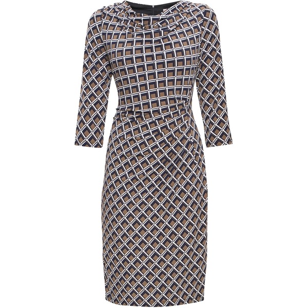 ジーナバッコーニ レディース トップス ワンピース プリント ジャージー Gina Bacconi Talaina Printed Jersey Cowl Neck Dress TAUPE トープ