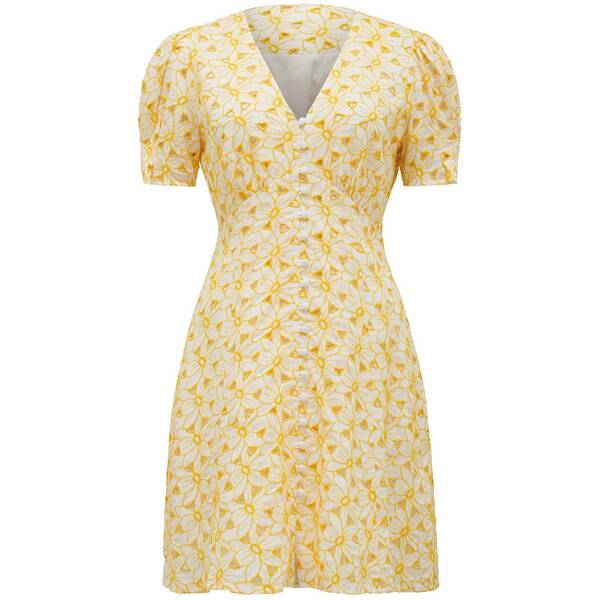 フォーエバーニュー レディース トップス ワンピース ミニ Forever New Saffron Broderie Mini Sun Dress Porcelain / Yellow イエロー
