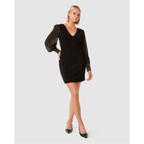フォーエバーニュー レディース トップス ワンピース ミニワンピース ミニ Forever New Adaline Rhinestone Cuff Mini Dress Black ブラック
