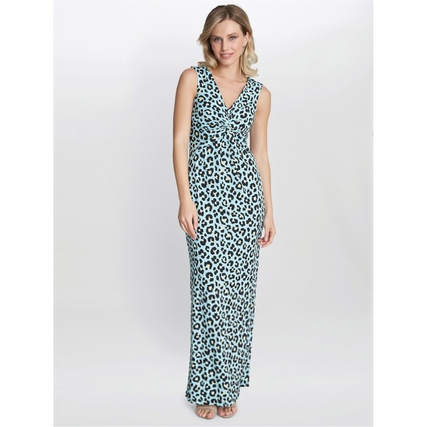 ジーナバッコーニ レディース トップス 衣装 マキシ衣装 プルオーバー マキシ Gina Bacconi Hudson Animal Jersey Maxi Dress TURQUOISE 青緑色