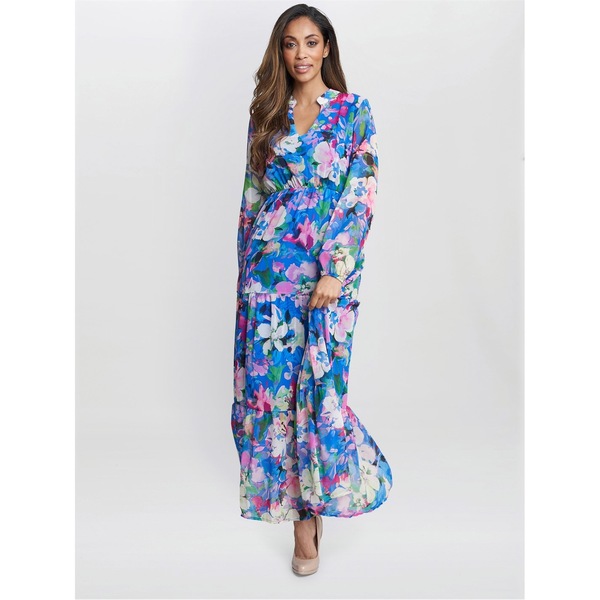 ジーナバッコーニ レディース トップス ワンピース プリント Gina Bacconi Iona Print Stand Collar Dress MULTI マルチカラー