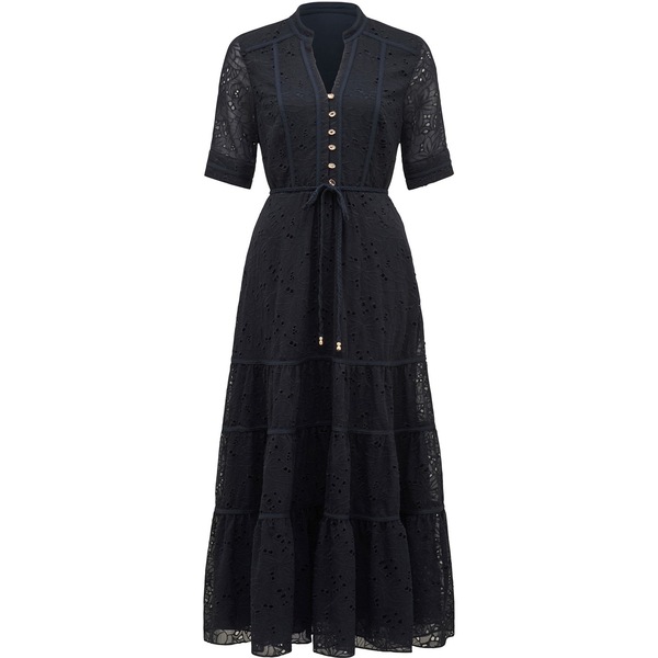 フォーエバーニュー レディース トップス ワンピース ミディワンピース ミディ 刺繍 Forever New Rachel Embroidered Midi Dress Navy ネイビー