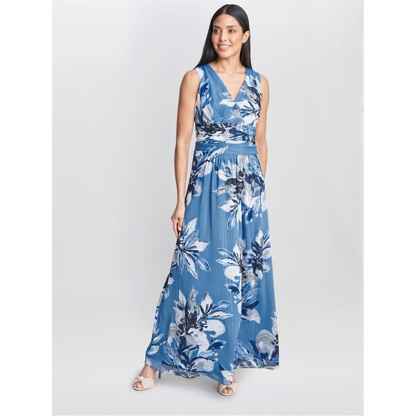ジーナバッコーニ レディース トップス ワンピース マキシワンピース プリント マキシ Gina Bacconi Gayle Printed Maxi Dress BLUE ブルー