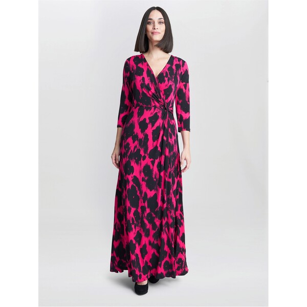 ジーナバッコーニ レディース トップス ワンピース マキシワンピース ジャージー マキシ Gina Bacconi Debra Jersey Wrap Maxi Dress BLACK / PINK ブラック