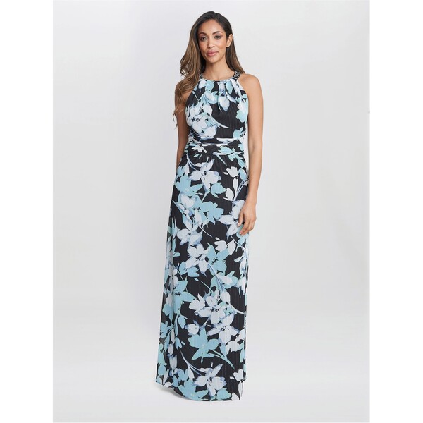 ジーナバッコーニ レディース トップス ワンピース マキシワンピース プリント マキシ ホルター Gina Bacconi Irina Printed Halter Neck Maxi Dress BLACK / MULTI ブラック