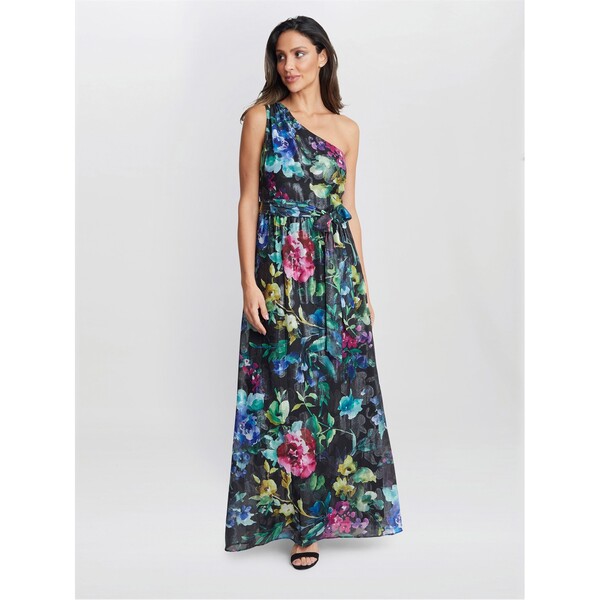 ジーナバッコーニ レディース トップス ワンピース マキシワンピース プリント マキシ Gina Bacconi Rosie Printed One Shoulder Maxi Dress BLACK / MULTI ブラック 35,620円