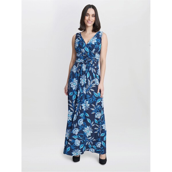 ジーナバッコーニ レディース トップス ワンピース マキシワンピース ジャージー マキシ Gina Bacconi Heather Jersey Maxi Dress BLACK / TEAL ブラック｜ReVida 店