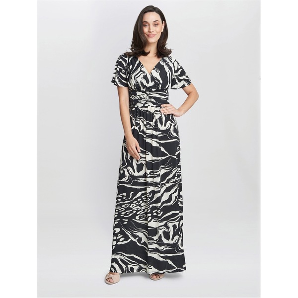 ジーナバッコーニ レディース トップス ワンピース マキシワンピース ジャージー マキシ Gina Bacconi Geraldine Jersey Maxi Dress BLACK CREAM クリーム