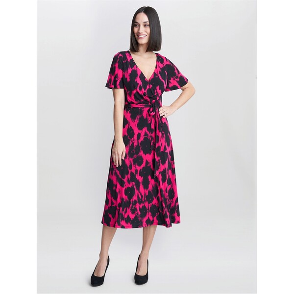 ジーナバッコーニ レディース トップス ワンピース Gina Bacconi Esme Fit And Flare Dress BLACK / PINK ブラック