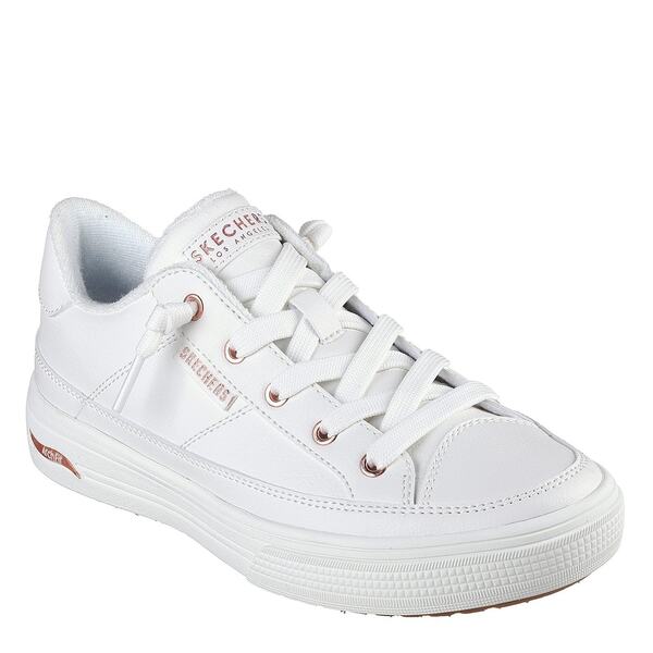 スケッチャーズ レディース シューズ スニーカー Skechers Arch Fit Arcade - On My Way Low-Top Trainers Womens White/Rose Gold 白いこと