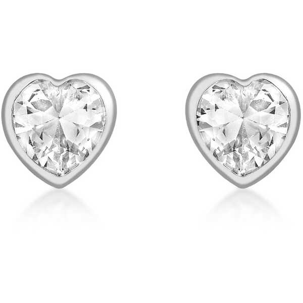 ビー ユー レディース アクセサリー ピアス・イヤリング Be You 9ct White Gold Heart Studs Silver シルバー