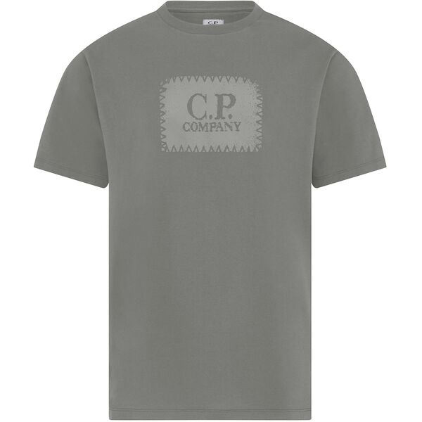 シーピーカンパニー メンズ トップス Tシャツ ロゴ CP COMPANY Block Logo T-Shirt Shadow Grey 937 グレー