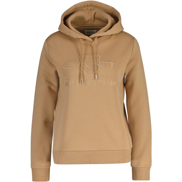 ガント レディース アウター パーカー・スウェット ロゴタイプ パーカー Gant Tonal Logo Archive Shield Hoodie Caramel Beige ベージュ