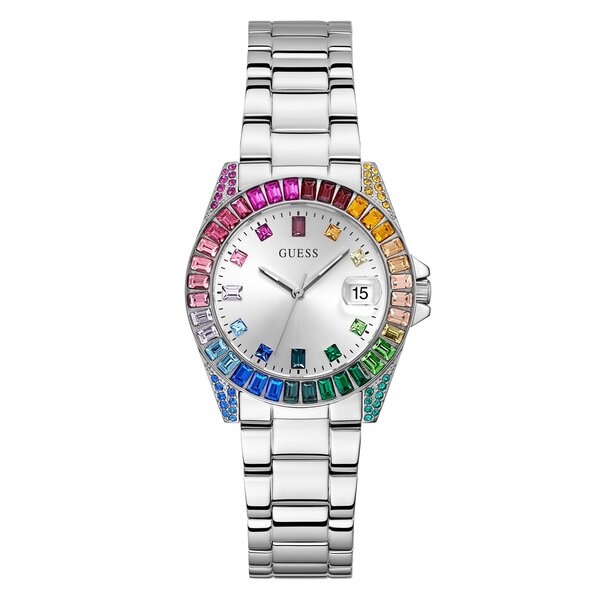 ゲス メンズ アクセサリー 腕時計 Guess Opaline Watch 52 Silver/Silver シルバー