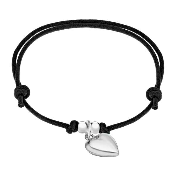 ビー ユー レディース アクセサリー ブレスレット・バングル・アンクレット Be You Sterling Silver Black Cord Heart Charm Bracelet Black ブラック｜ReVida 店