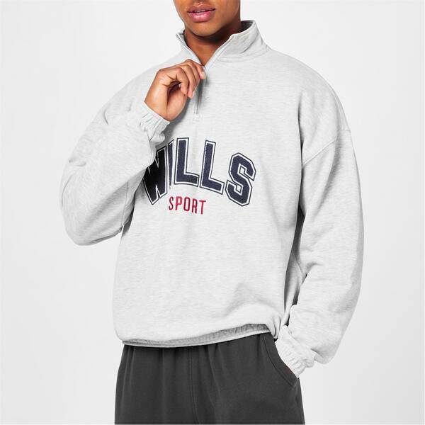 ジャック ウィルス メンズ アウター パーカー・スウェット ハーフジップ グラフィック Jack Wills Graphic quarter Zip Sn51 Ice Marl マール｜ReVida 店