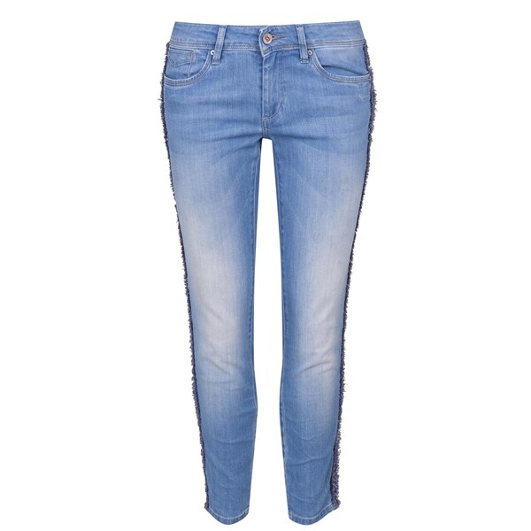 サルサ レディース ボトムス デニムパンツ キャップ Salsa Wonder Shape Enchancing Capri with Stripe Detail Denim Light Wash デニム|ReVida 店