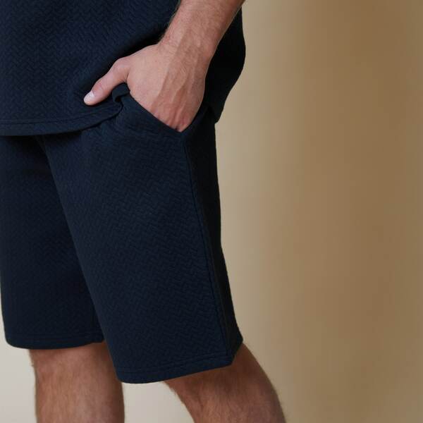 スリードベア メンズ ボトムス ハーフパンツ・ショーツ ショートパンツ コットン Threadbare 'Mitch' Cotton Blend Textured Sweat Shorts Navy ネイビー|ReVida 店