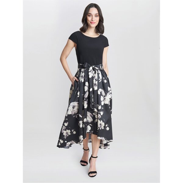 ジーナバッコーニ レディース トップス ワンピース ジャージー Gina Bacconi Colleen Jersey and Jacquard Dress BLACK / IVORY アイボリー