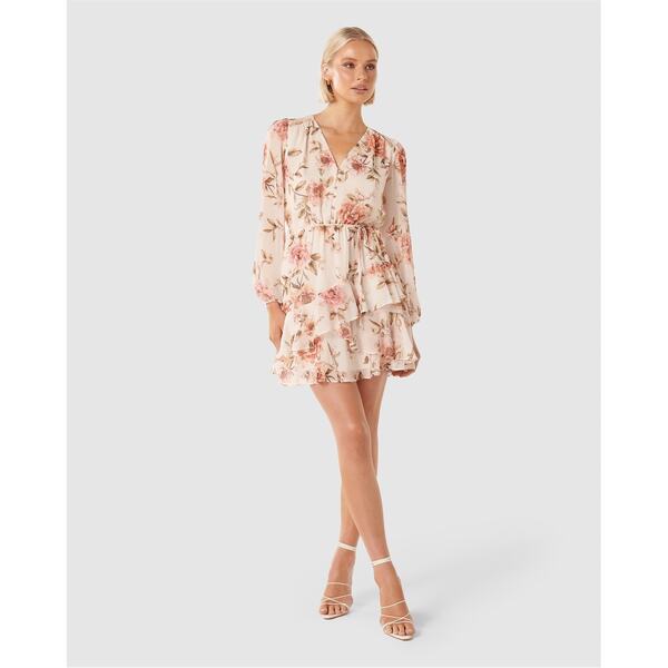フォーエバーニュー レディース トップス ワンピース ミニワンピース ミニ Forever New Eliesse Button Front Mini Dress Blush Petra Floral ブラッシュ